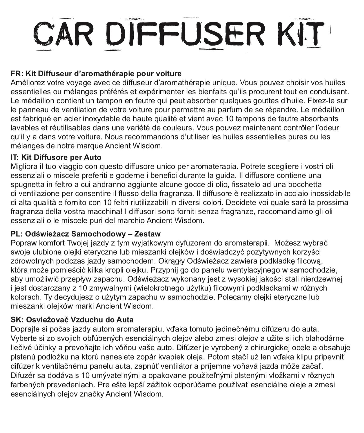 Car Diffuser Kit - Hamsa - 30mm
