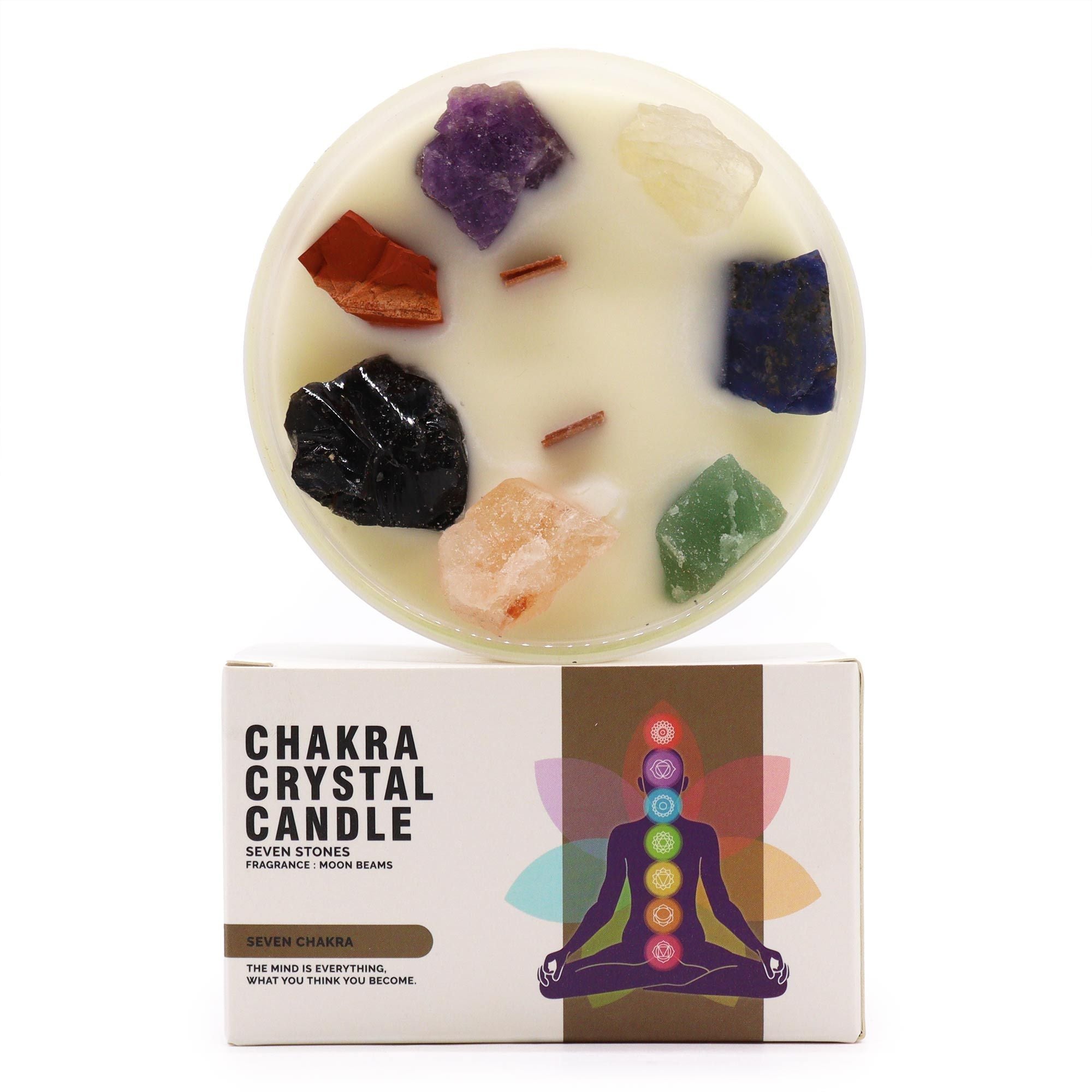 Large Crystal Candle — Seven Chakras