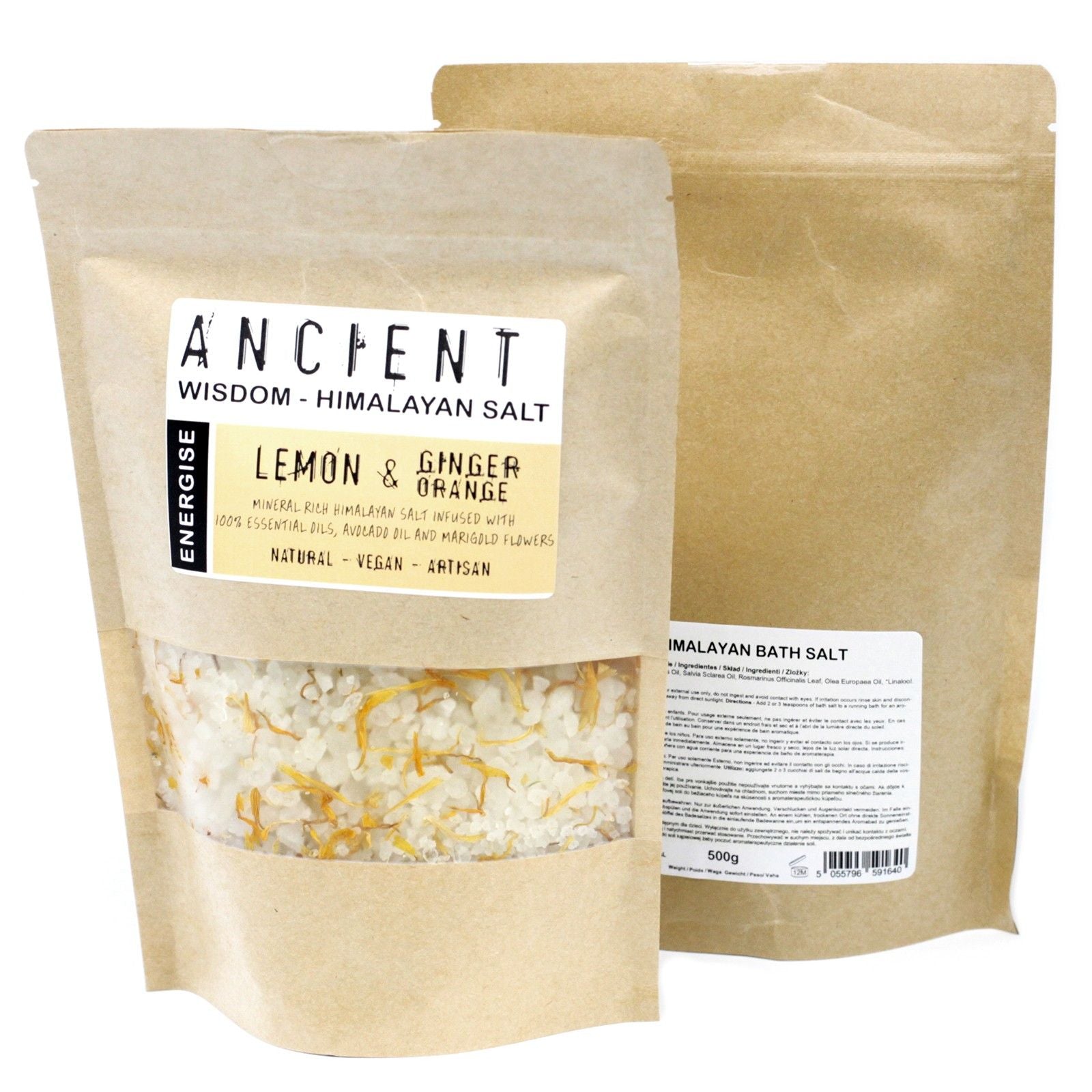 Himalayan Bath Salt Blend — Energise (Citroen, Gember &amp; Sinaasappel) — 500g