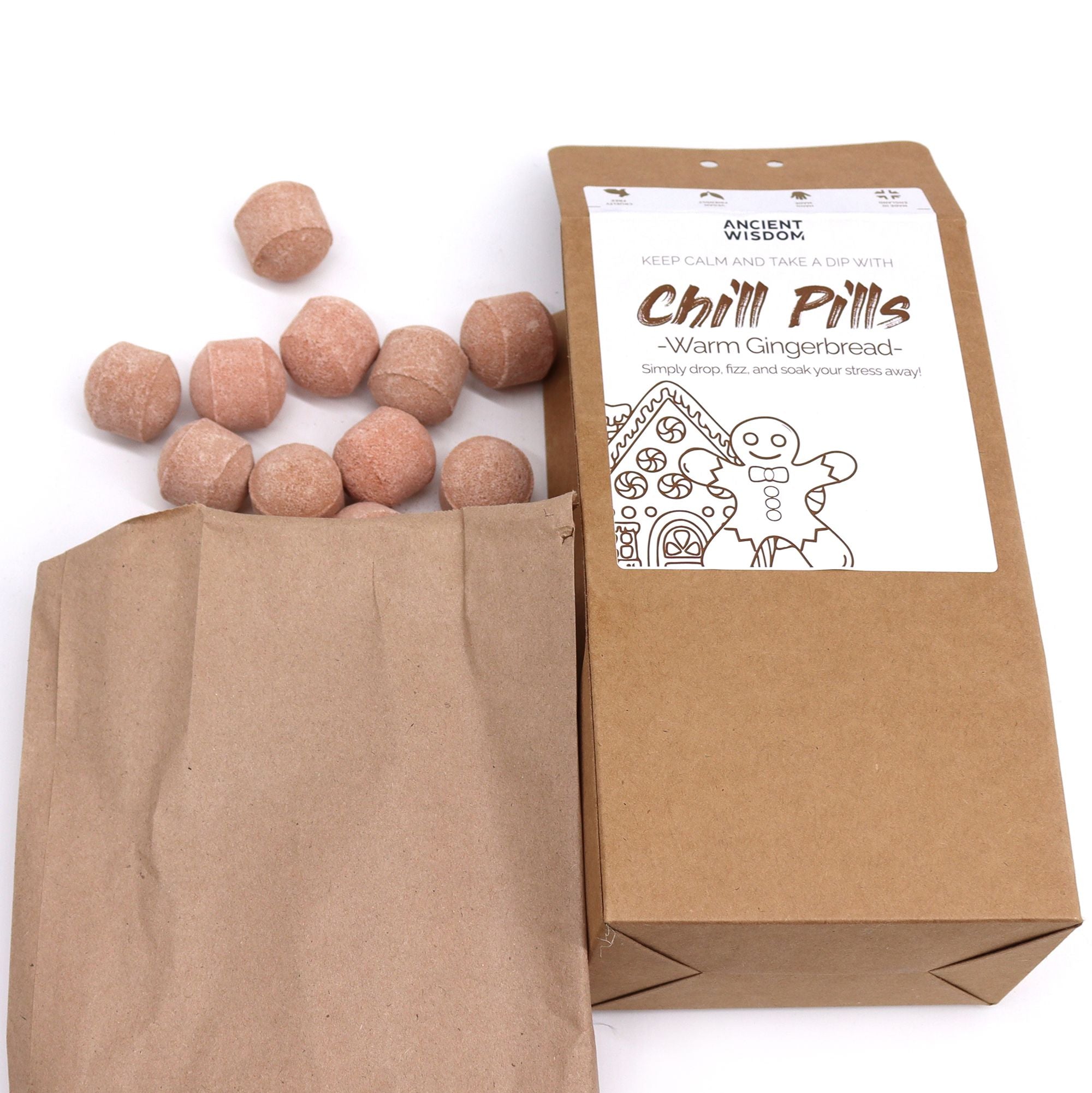 Warm Gingerbread Chill Pills — Bath Bombs Gift Pack (350g)