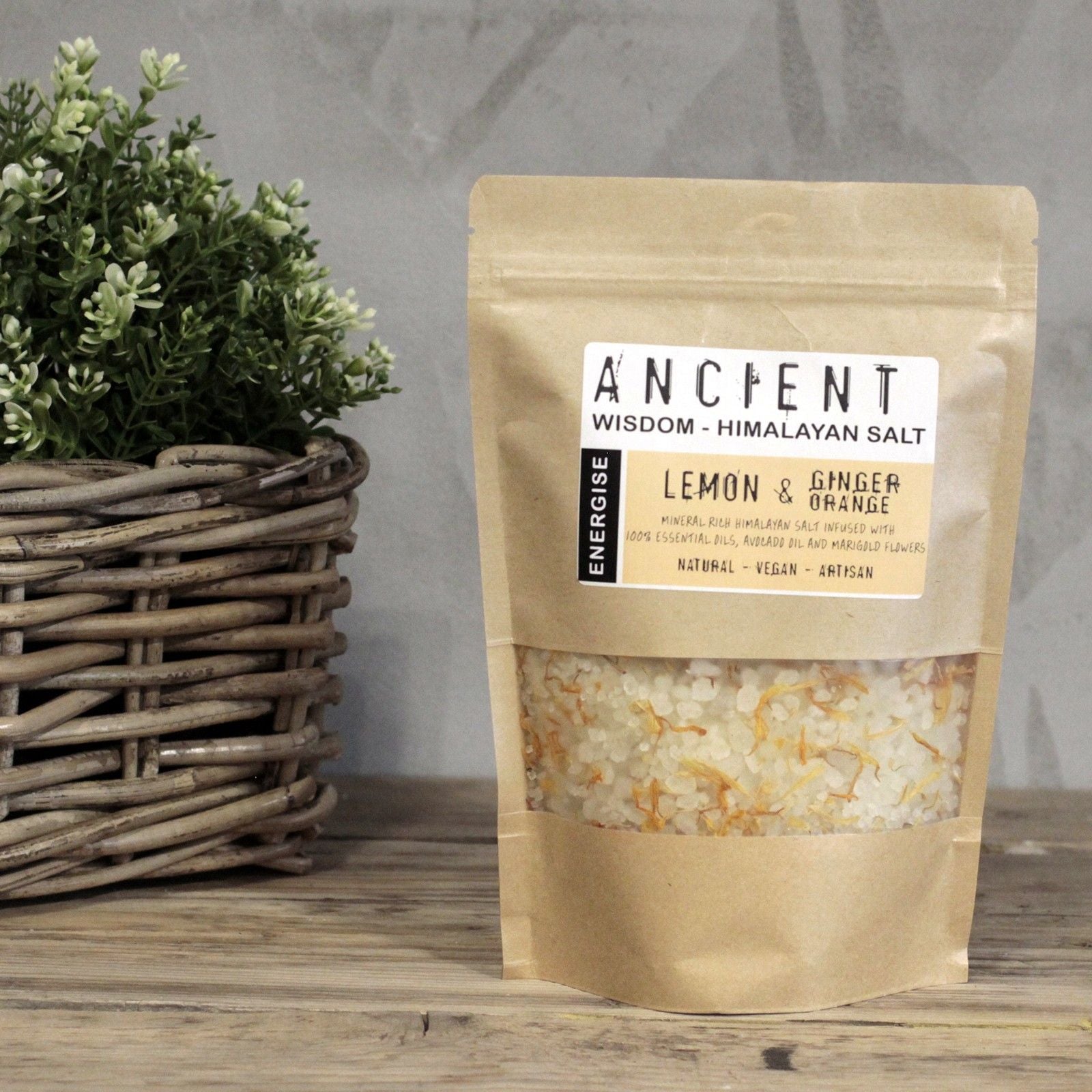 Himalayan Bath Salt Blend — Energise (Citroen, Gember &amp; Sinaasappel) — 500g